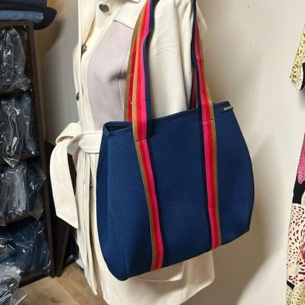 New Punch Australian Explorer Neoprene Navy Tote with mini zip bag - Picture 12 of 13